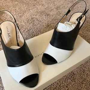 Anne Klein white/black color block heel, size 6.5
